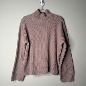 GAP Cotton Oversized Split-Hem Mockneck Light Oat Sweater Women's Small S NWT